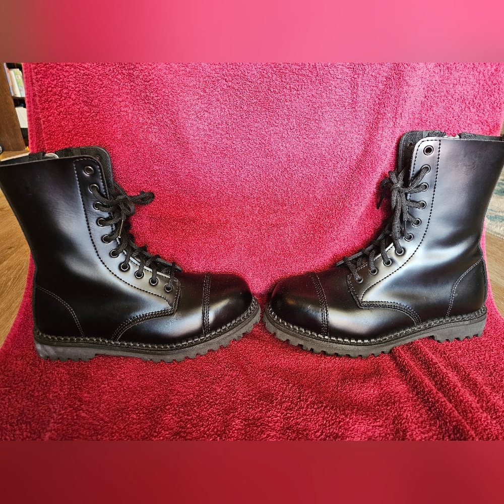 Demonia Black Lace-Up Boots - Picture 3 of 12